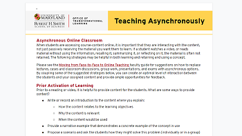 Asynchronous teaching guide syllabus